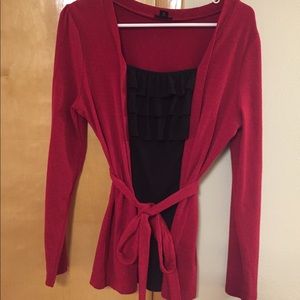 Red Sweater & Black Camisole